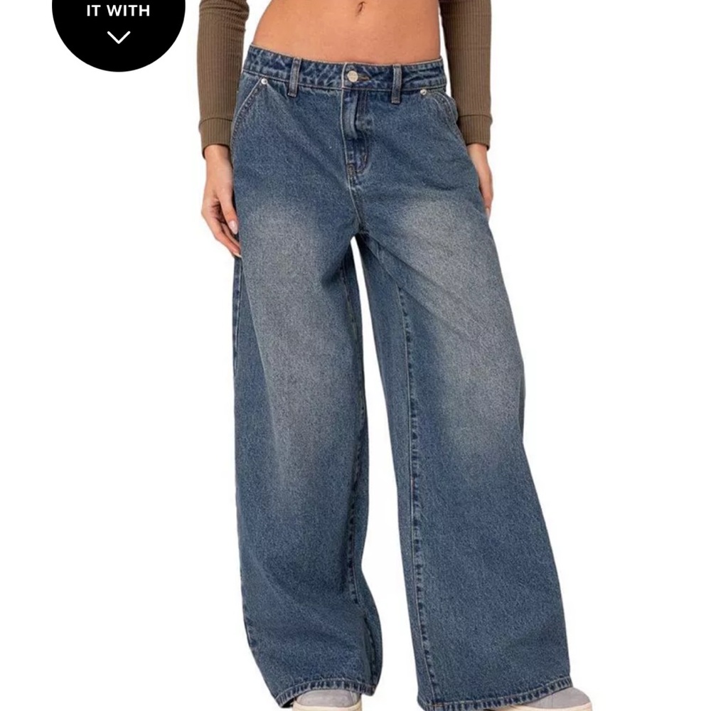 Edikted supper baggy wide leg denim jeans - Picture 2 of 15